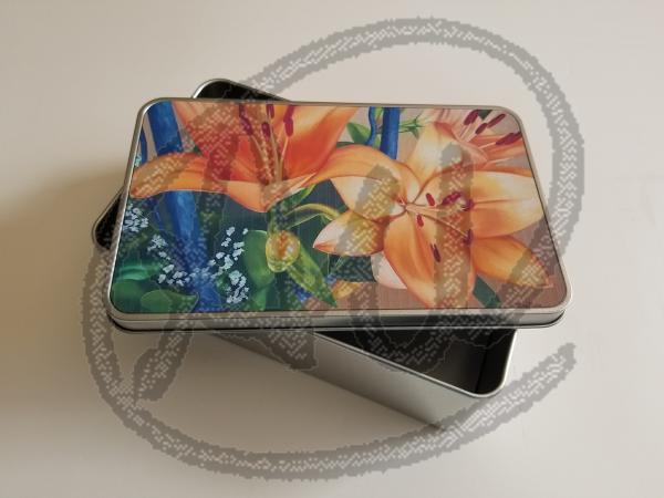 Orange lily tin box picture