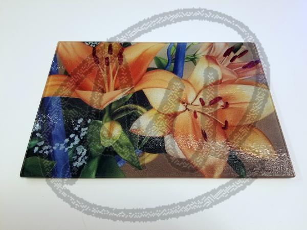 Orange lily small cutting board picture