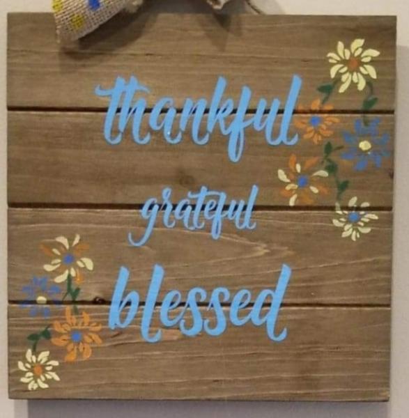 Grateful, Thankful, Blessed Wood Sign