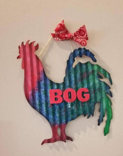 "Chicken Bog" metal sign