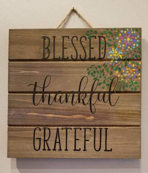 Grateful, Thankful, Blessed Wood Sign picture