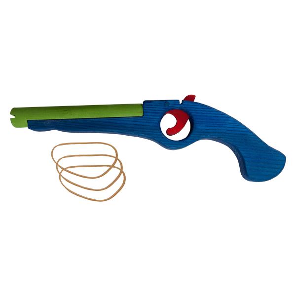 Wooden Rubber Band Pistol Blue picture
