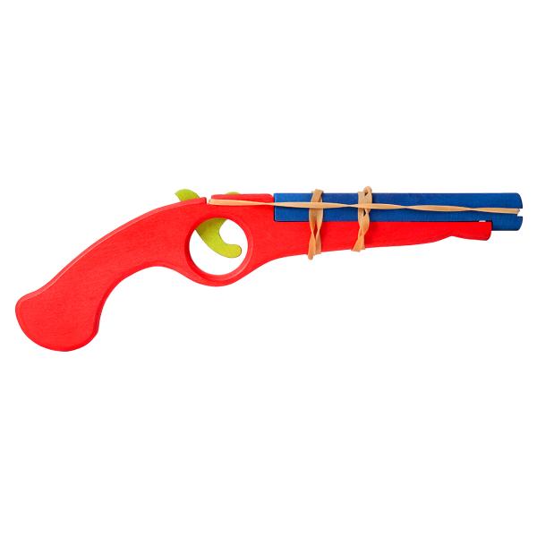Wooden Rubber Band Pistol Red picture