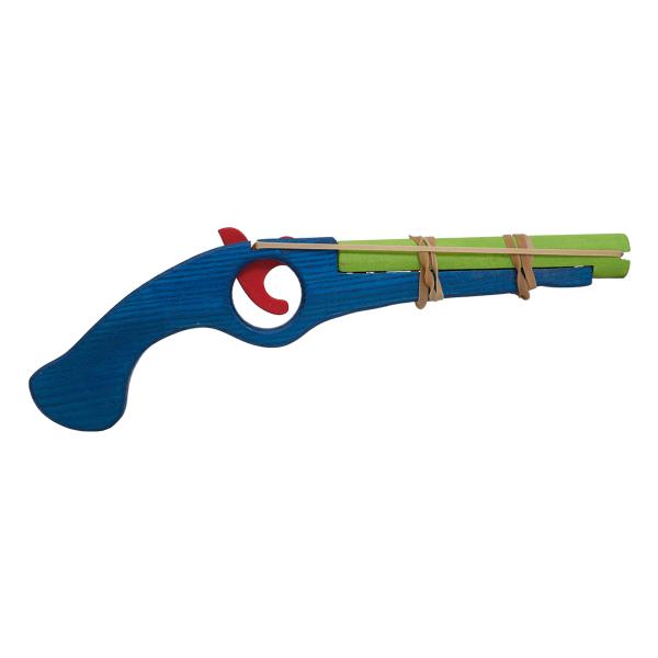 Wooden Rubber Band Pistol Blue picture