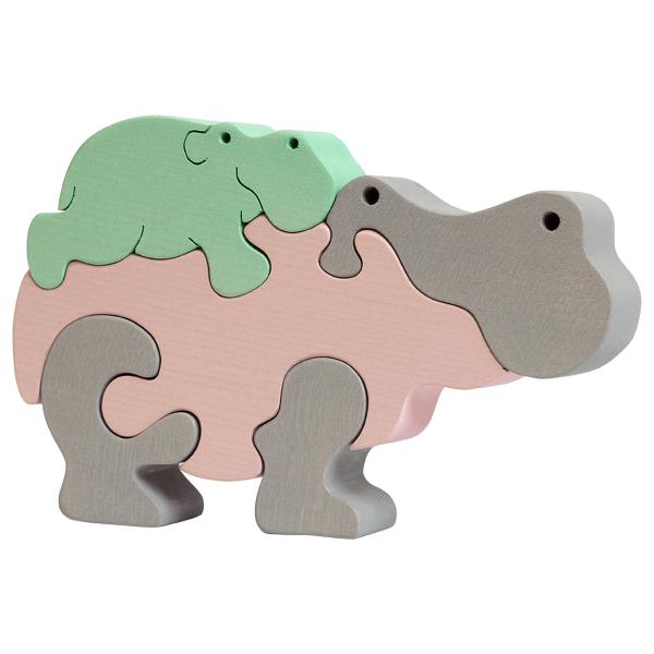 Hippo Family Puzzle Pastel Pink