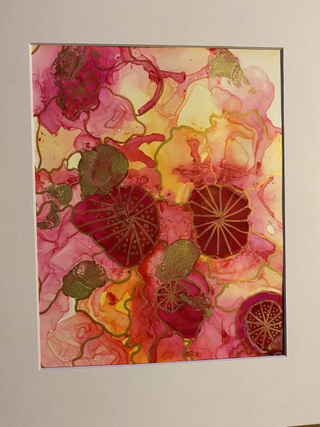 11in x 14in matted alcohol ink paintings picture