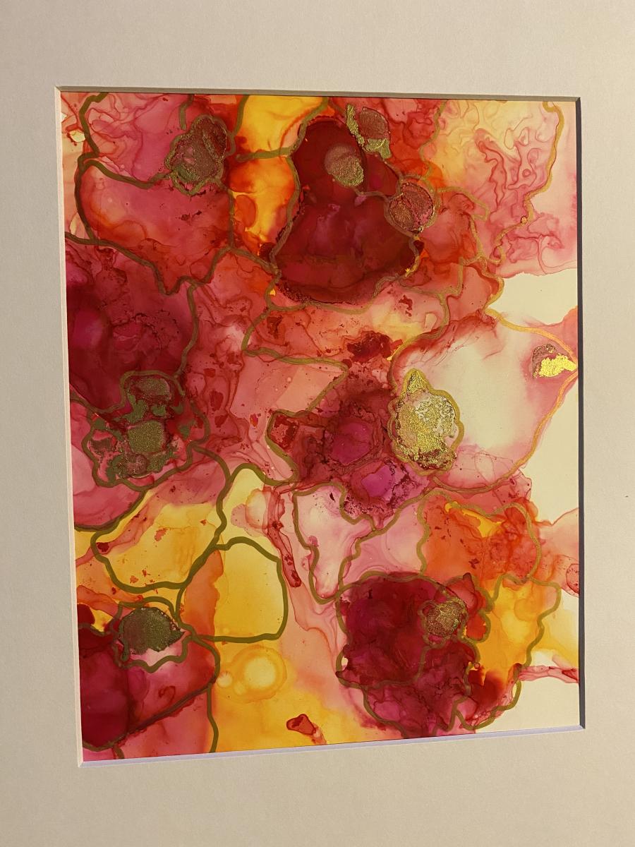 11in x 14in matted alcohol ink paintings picture