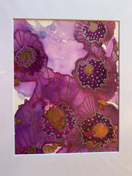 11in x 14in matted alcohol ink paintings picture