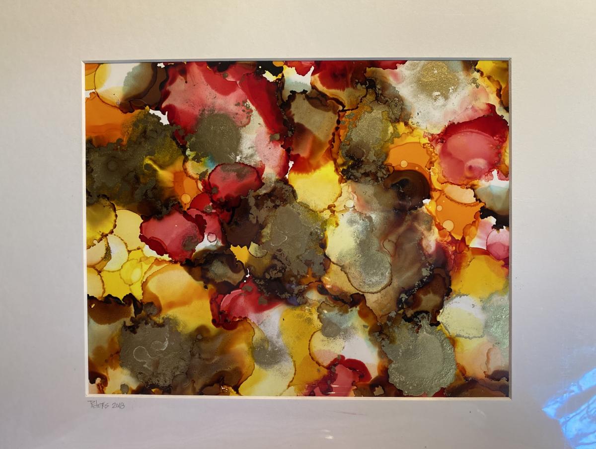 11in x 14in matted alcohol ink paintings picture