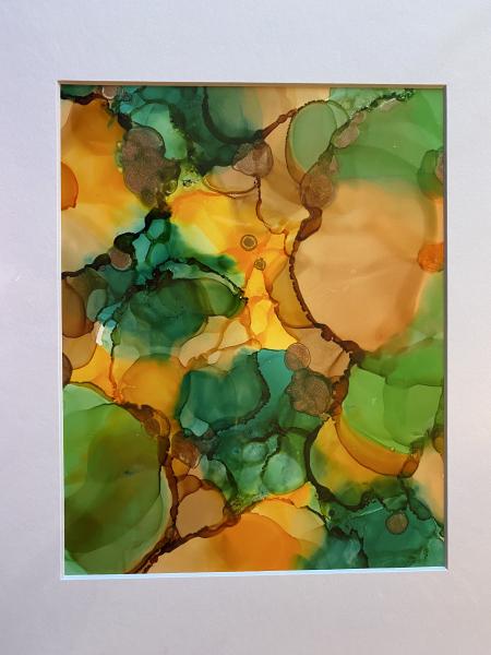 11in x 14in matted alcohol ink paintings picture