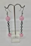Pink Crackle/Chain Earrings