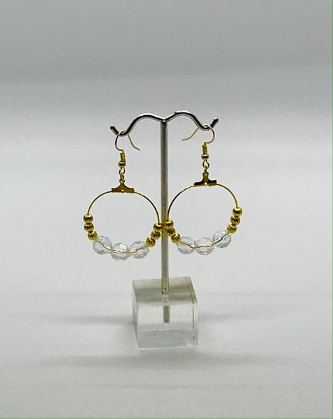 Gold/Clear Dangly Hoops