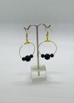 Gold Black Dangly Hoops