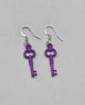 Purple key Earrings