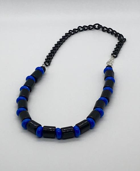 Blue/Black Bead Chain Necklace