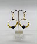 Gold Black Dangly Hoops