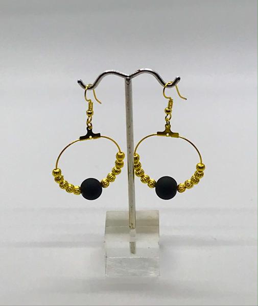 Gold Black Dangly Hoops picture