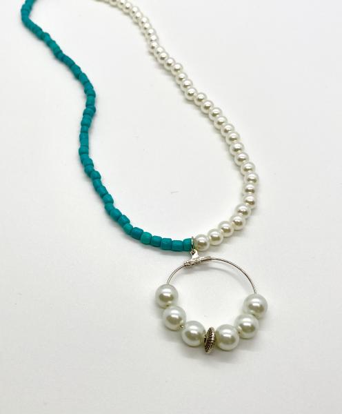 Pearl & Teal Blue Necklace