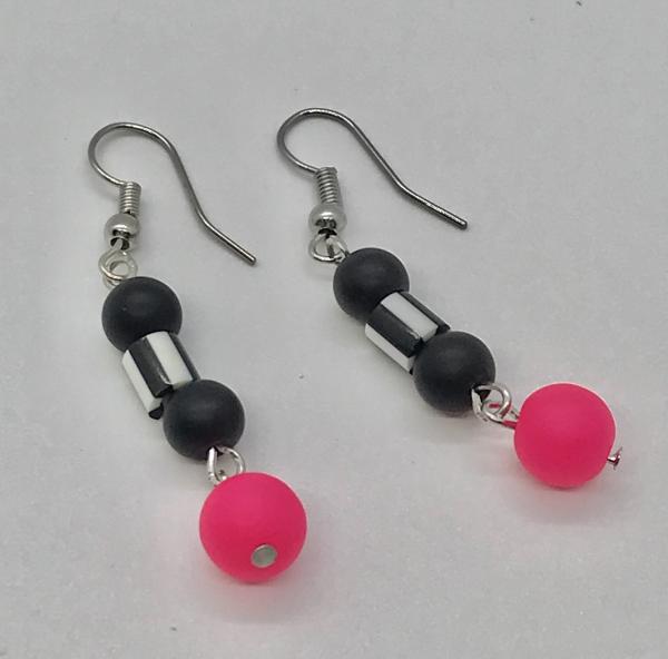 Neon Pink & Black Earrings