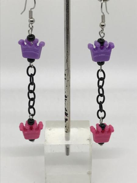 Pink/Purple Crown Earrings