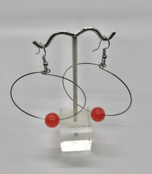 Red Crackle Bead Hoops picture