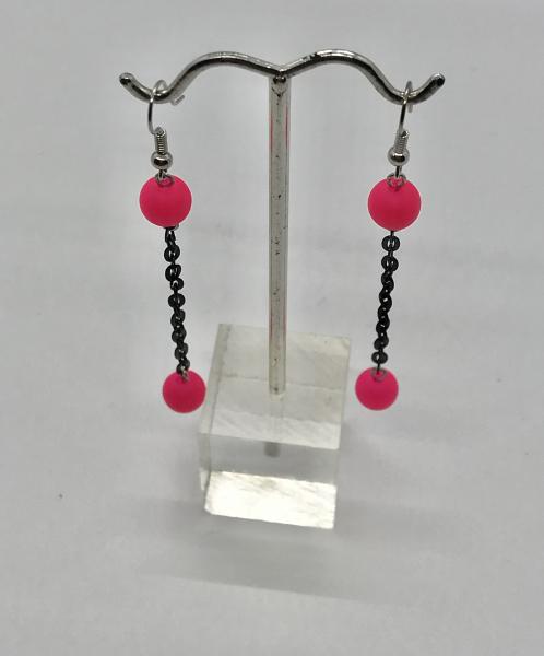 Neon Pink/Chain Earrings picture