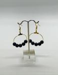 Gold Black Dangly Hoops