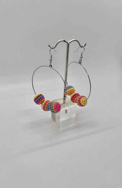 Colorful Berry Beaded  Hoops