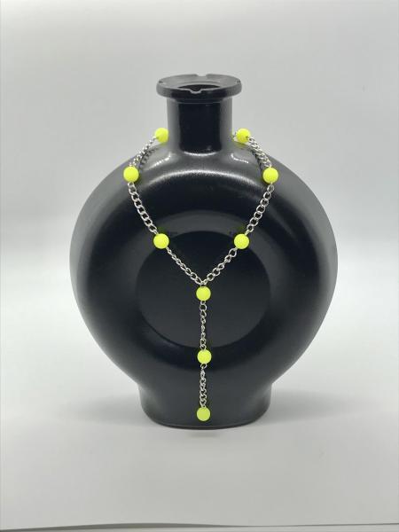 Neon Chartreuse & Chain Drop Necklace