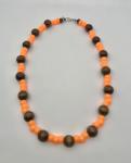 Wood & Orange Bead Necklace