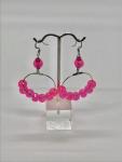 Clear Pink Dangly Hoops