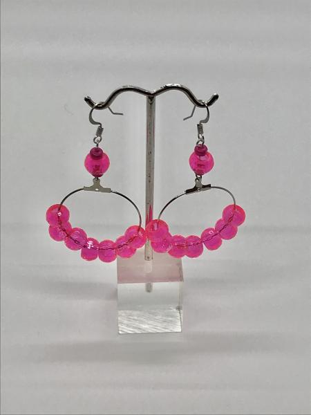 Clear Pink Dangly Hoops