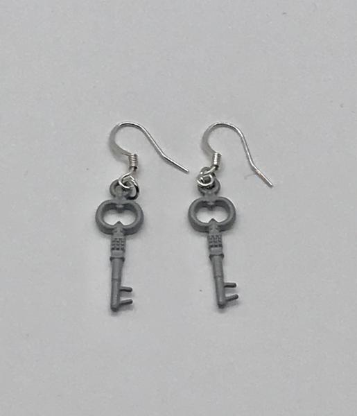 Grey key Earrings