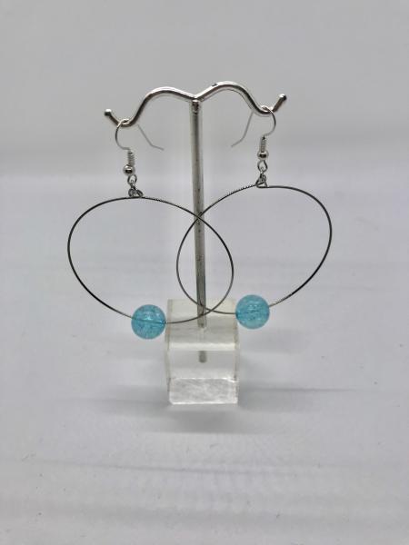 Blue Crackle Bead Hoops