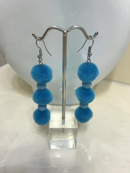 Blue Pompom Earrings picture