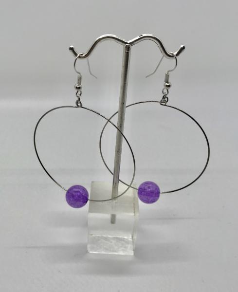 Purple Crackle Bead Hoops