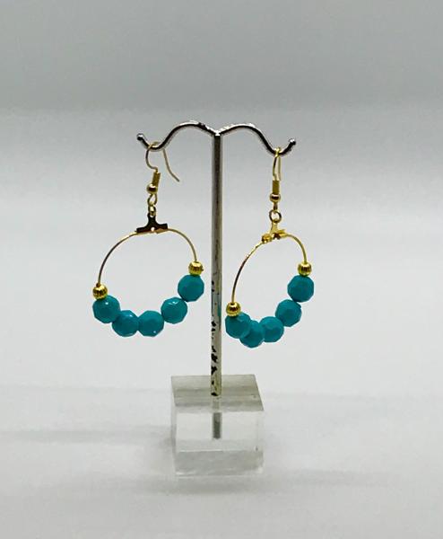 Gold & Blue Dangly Hoops picture