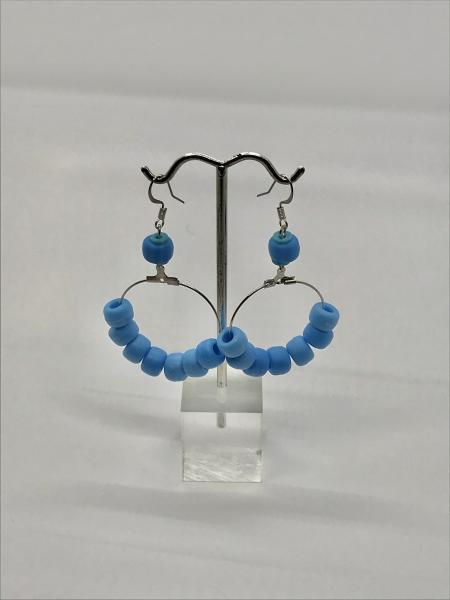 Bright Blue Dangly Hoops