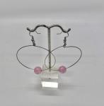 Pink Crackle Bead Hoops