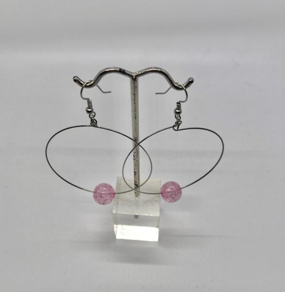 Pink Crackle Bead Hoops