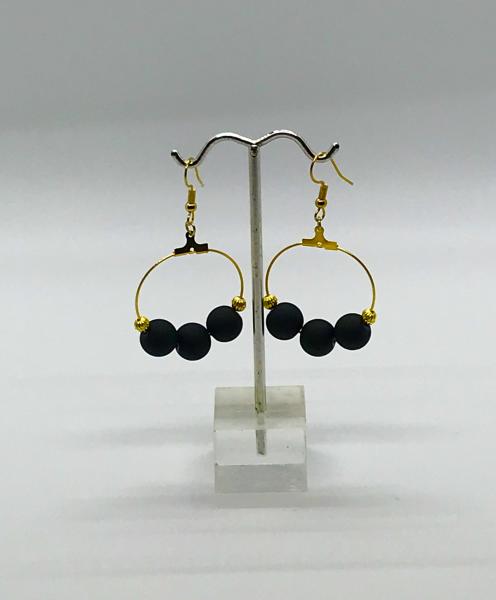 Gold & Black Dangly Hoops picture