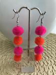 Orange/Pink Pompom Earrings