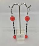 Red Crackle/Chain Earrings