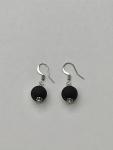 Black Ball Bead Dangly Earrings