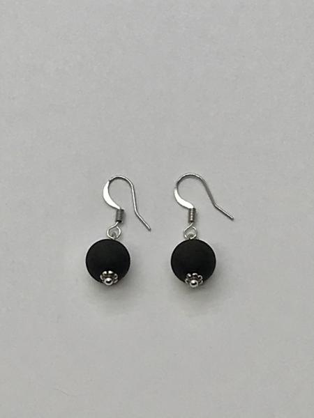 Black Ball Bead Dangly Earrings