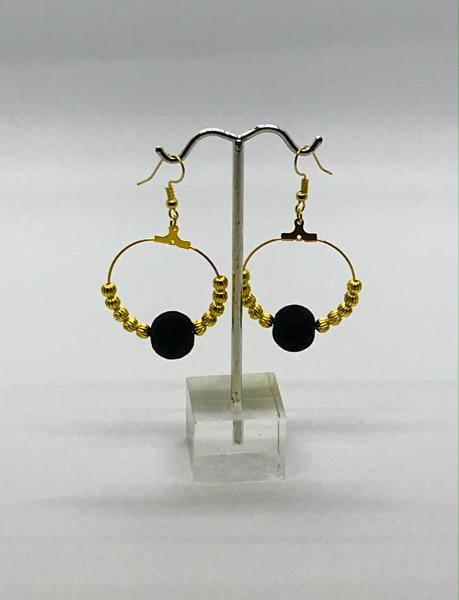 Gold/Black Beaded Hoops