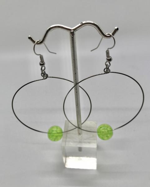 Green Crackle Bead Hoops picture