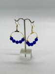 Gold/Dark Blue Dangly Hoops