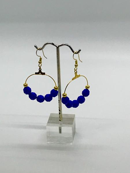 Gold/Dark Blue Dangly Hoops picture