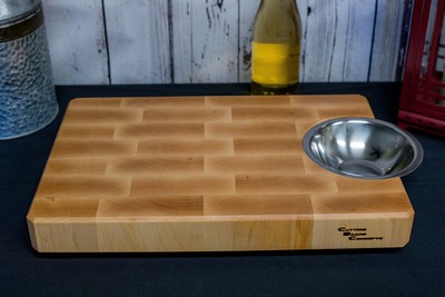 12 x 18 Maple End Grain Cutting Board with Bowl
